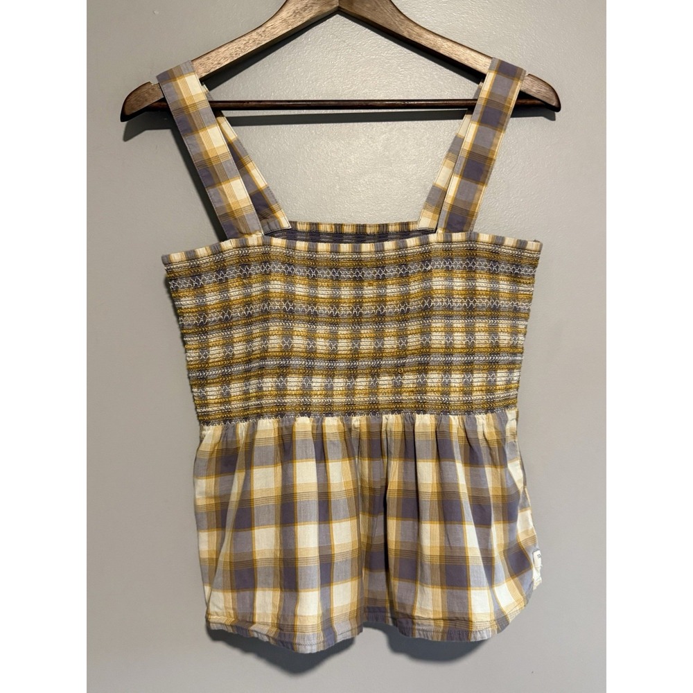 Toad & Co Willet Smock Tank Plaid Y2K Ruffle Babydoll Festival Cottage Prairie M